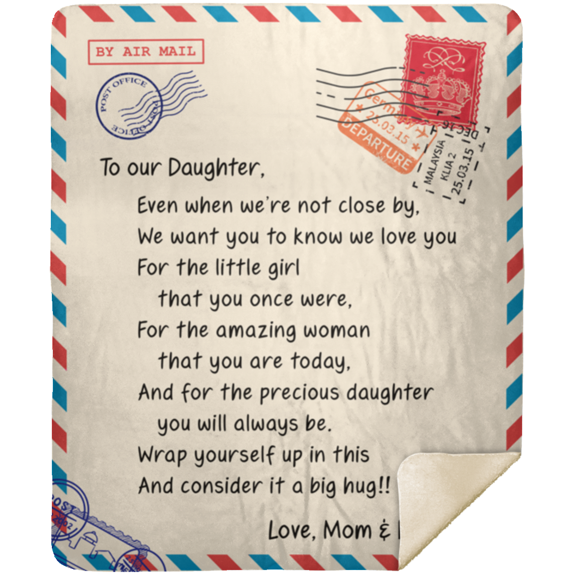 To Our DAUGHTER - Love, Mom & Dad | Reminder | Premium Plush Blanket