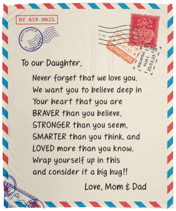 To Our DAUGHTER - Love, Mom & Dad | Loved | Premium Plush Blanket