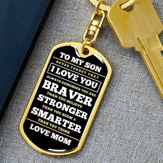 To Son | Always Remember | Dog Tag Keychain