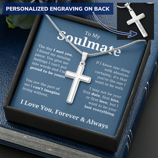 To Soulmate | Can't Live Without You | Personalized Cross Necklace