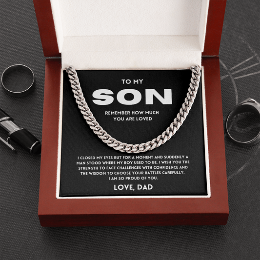 To Son | Suddenly A Man - from Dad | Cuban Link Necklace