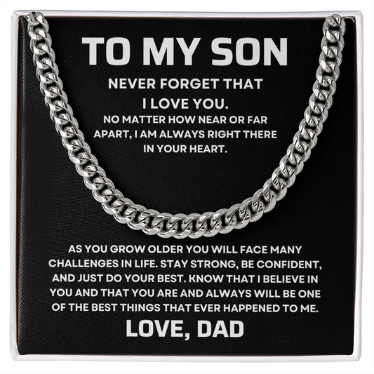 To My Son - from Dad | Never Forget | Cuban Link Necklace