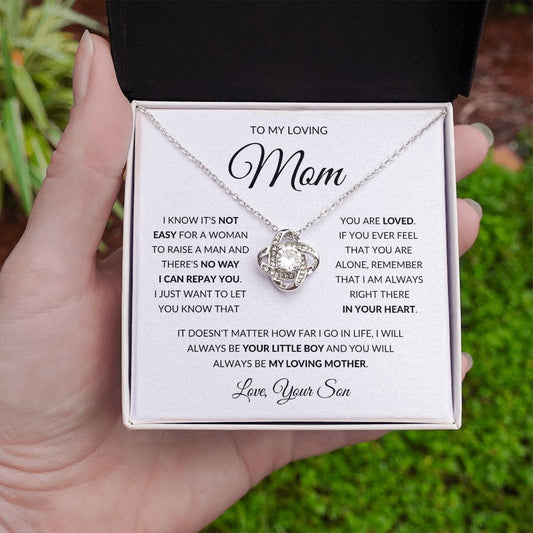 To My Loving Mom | Your Little Boy | Love Knot Necklace