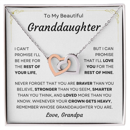 To My Beautiful Granddaughter - Grandpa | More Than You Know | Interlocking Hearts Necklace