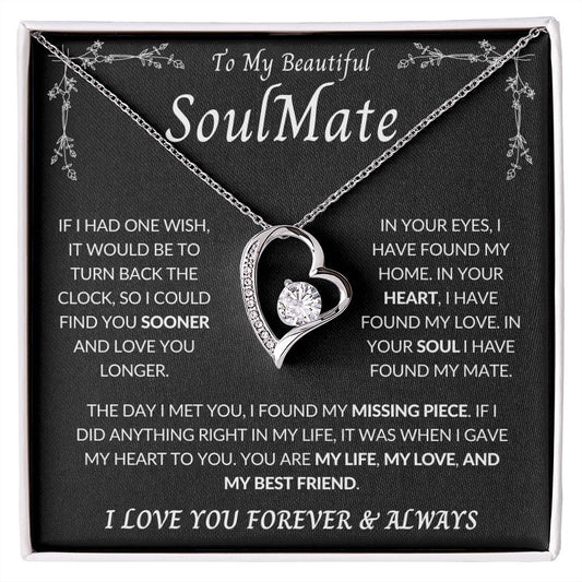 To My Beautiful Soulmate | Heart & Soul | Forever Love Necklace