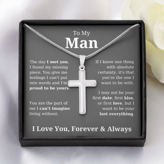 To My Man | Can't Live Without You | Cross Necklace