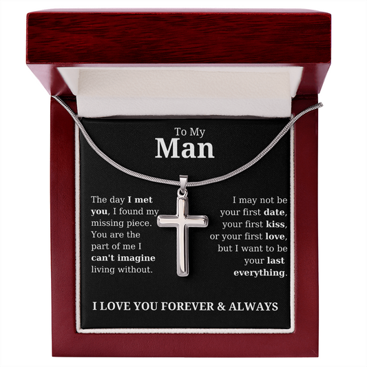 To My Man | Can't Live Without You (b) | Cross Necklace
