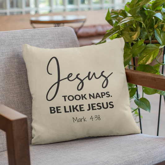 Jesus Took Naps Square Throw Pillow