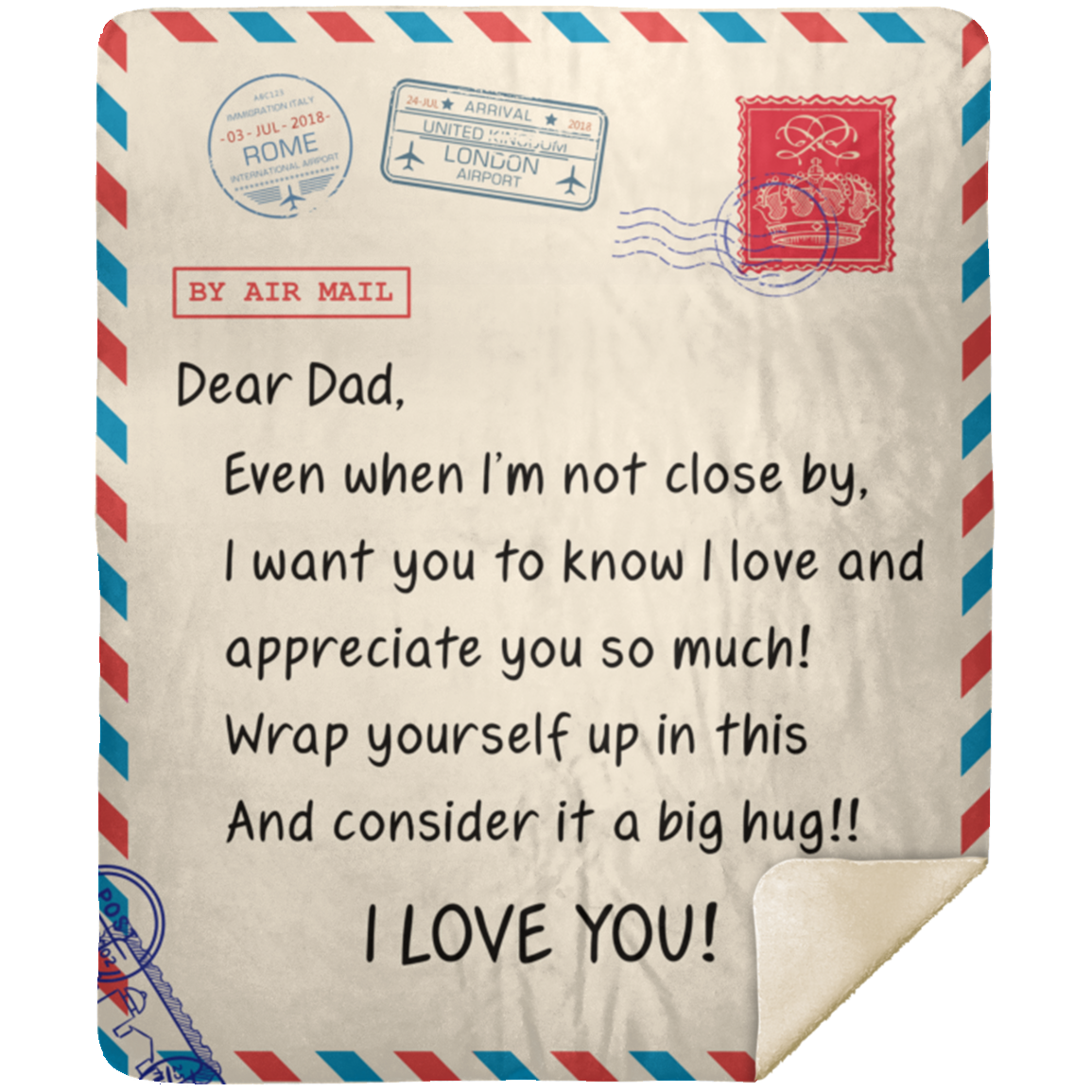 Dear DAD | I Love You | Premium Plush Blanket