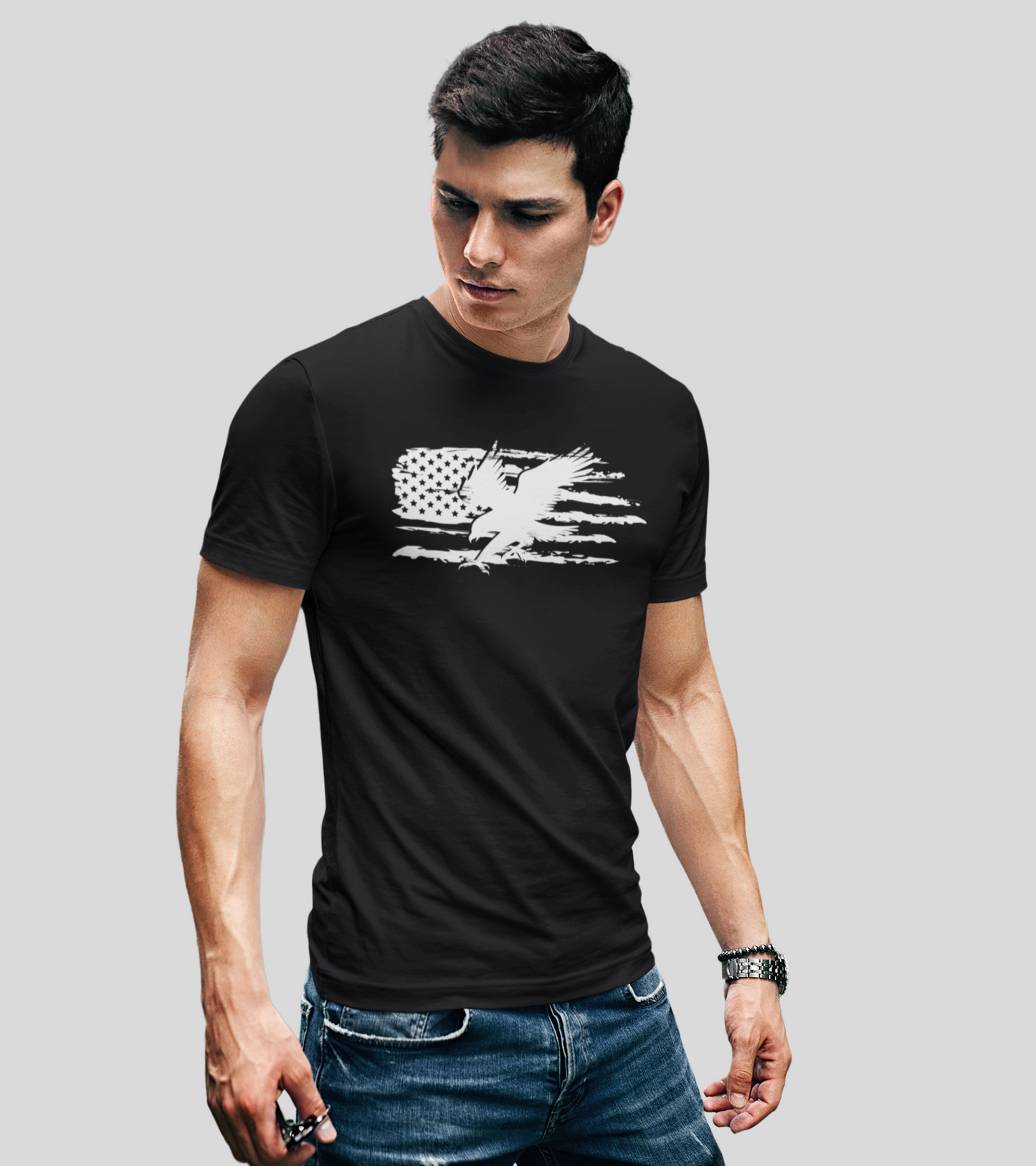 American Flag & Eagle Distressed T Shirt - Unisex