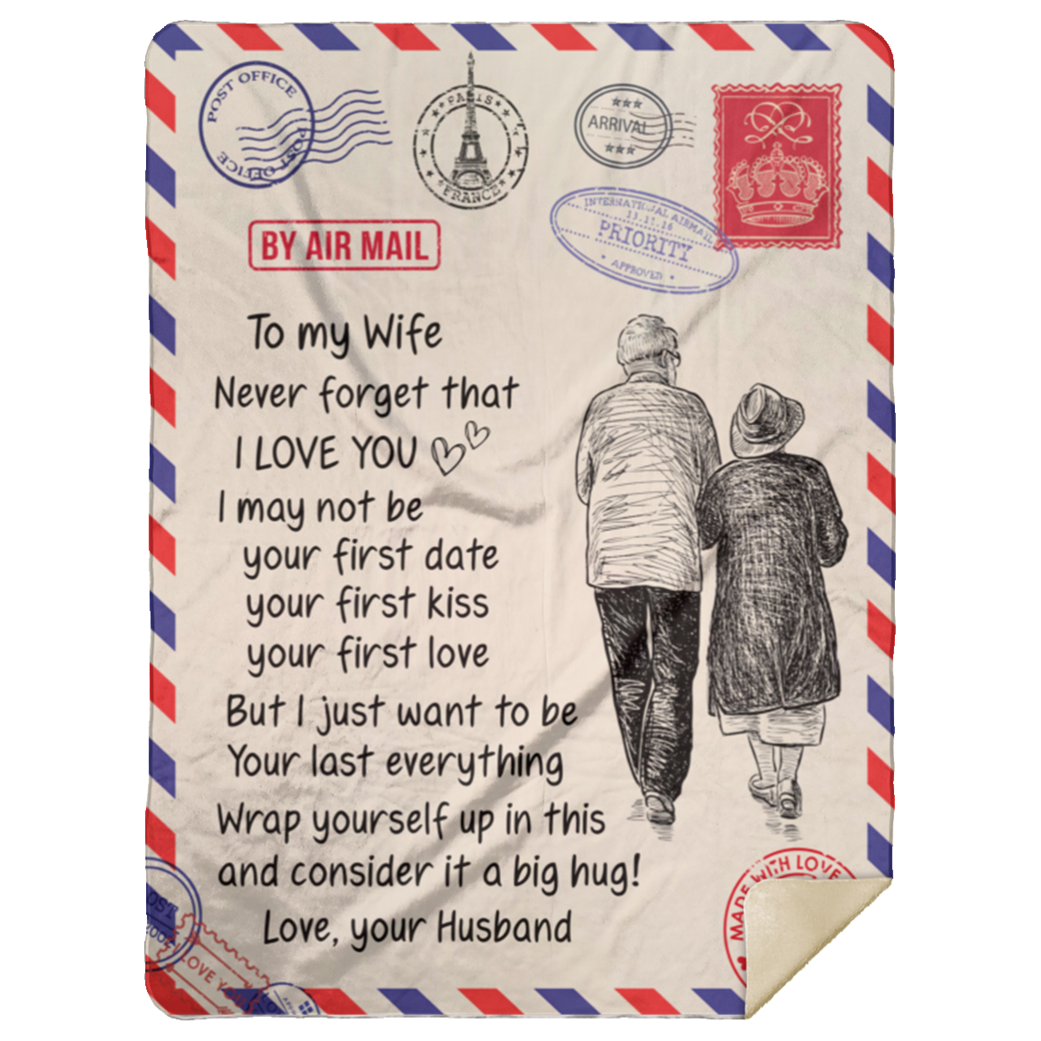 To My Wife | Air Mail Couple | Premium Plush Blanket