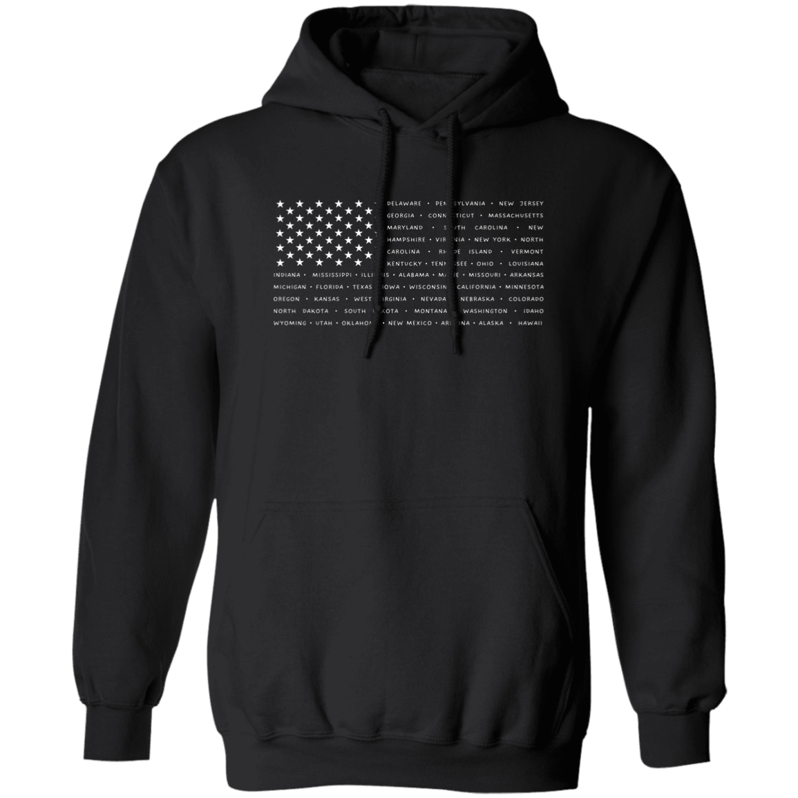 American Flag with States Pullover Hoodie - Unisex