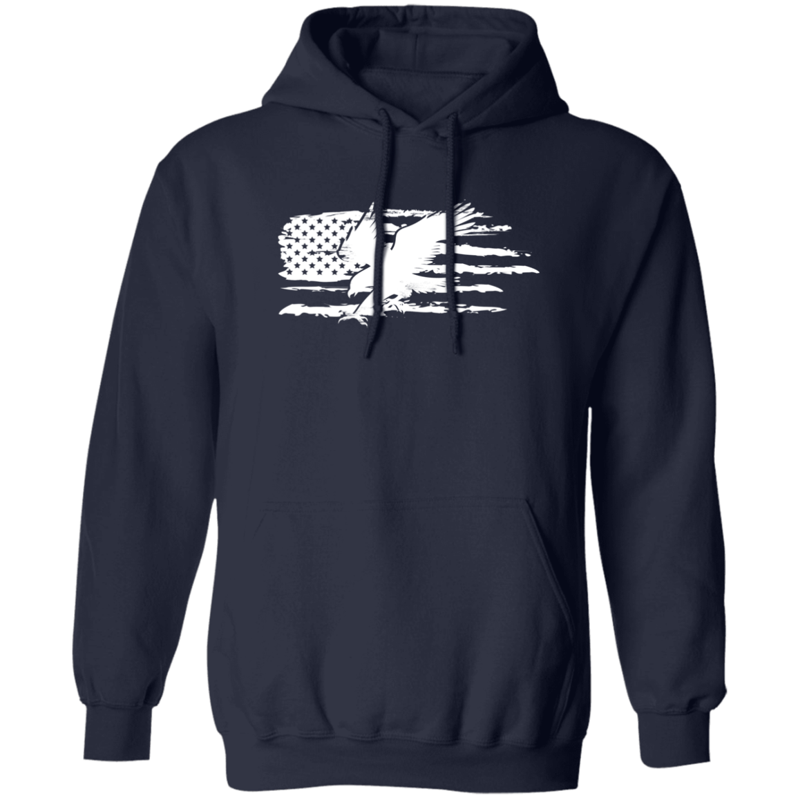 American Flag Eagle Distressed Pullover Hoodie - Unisex