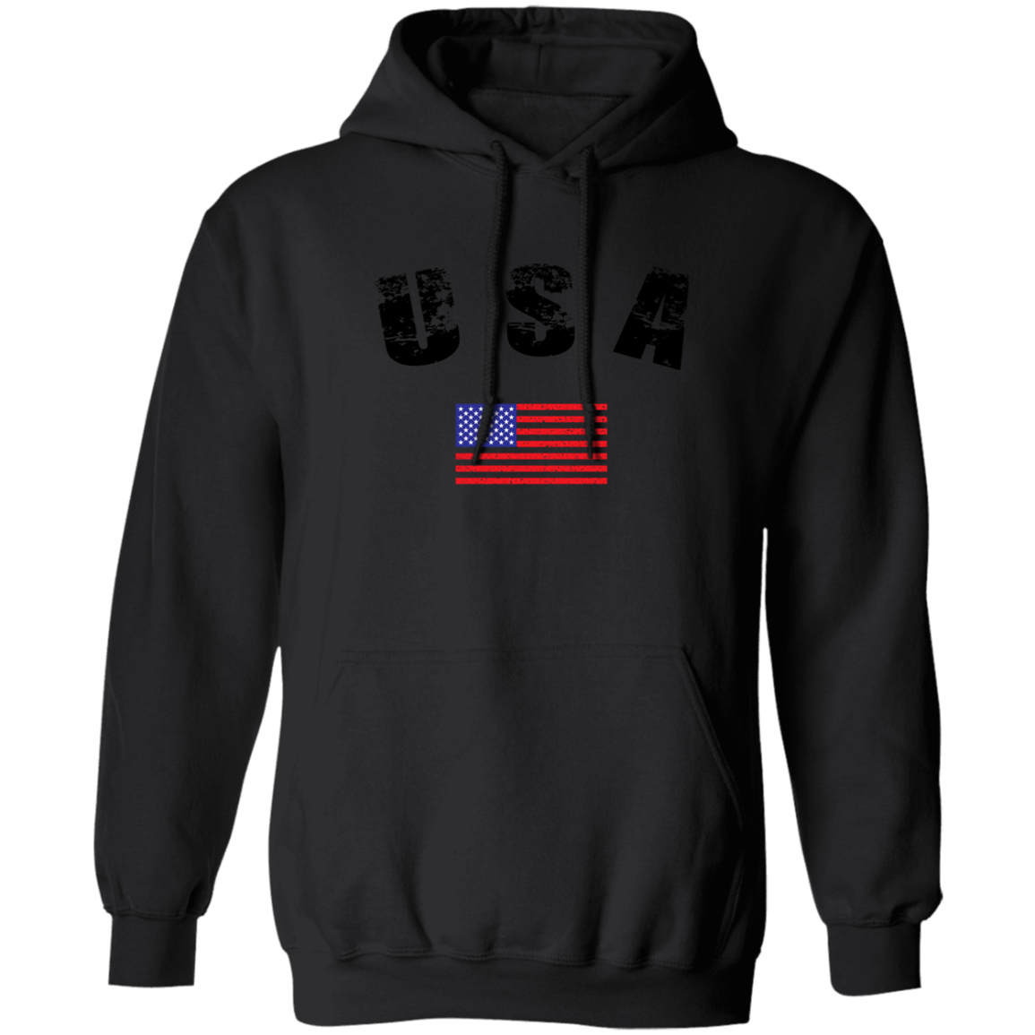USA Flag Logo (Black) Pullover Hoodie - Unisex