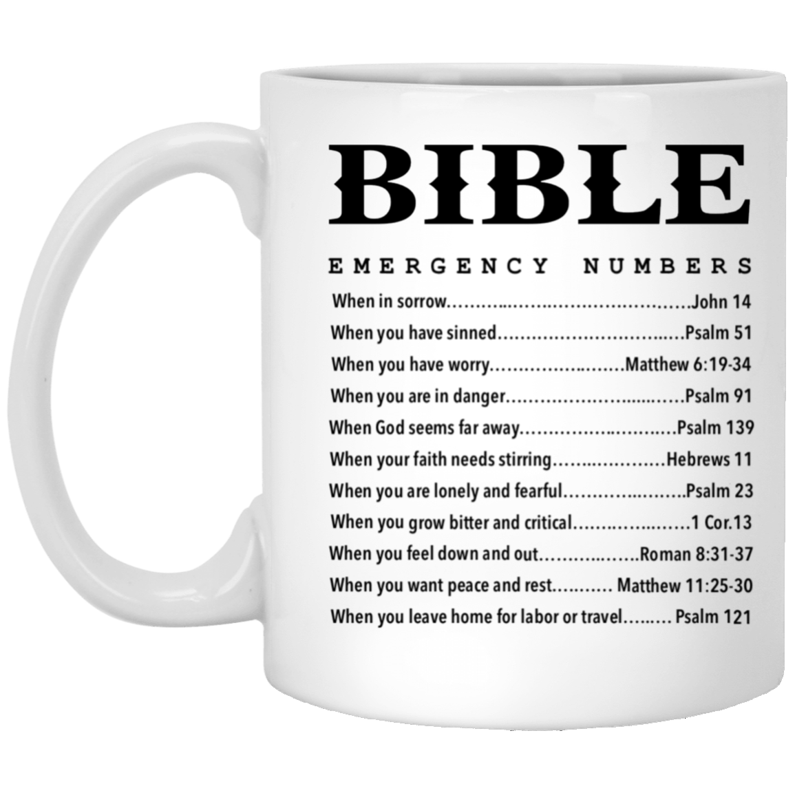 Bible Emergency Numbers 11oz Mug