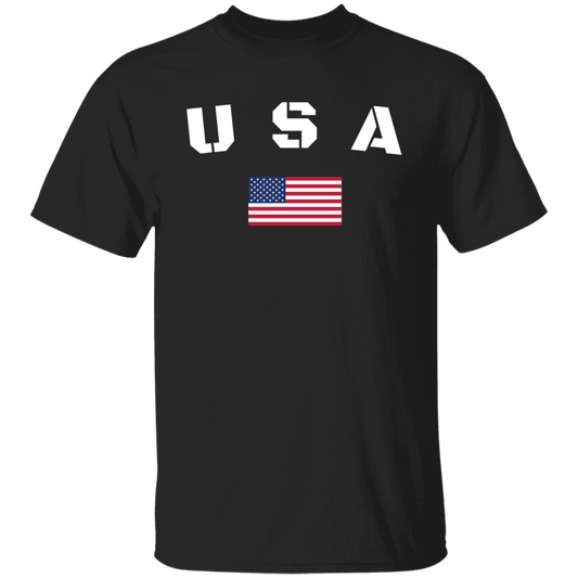 USA and Flag Block Logo T Shirt - Unisex