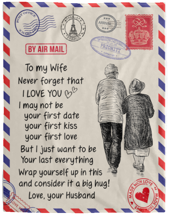 To My Wife | Air Mail Couple | Premium Plush Blanket
