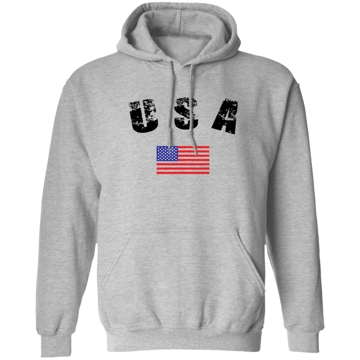 USA Flag Logo (Black) Pullover Hoodie - Unisex