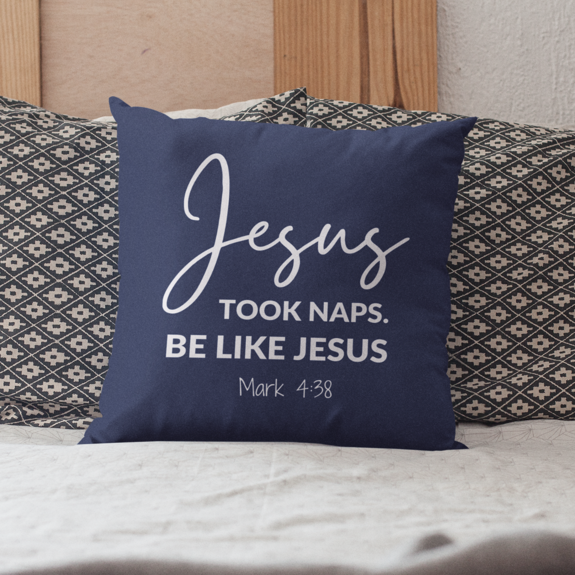 Jesus Took Naps Square Throw Pillow