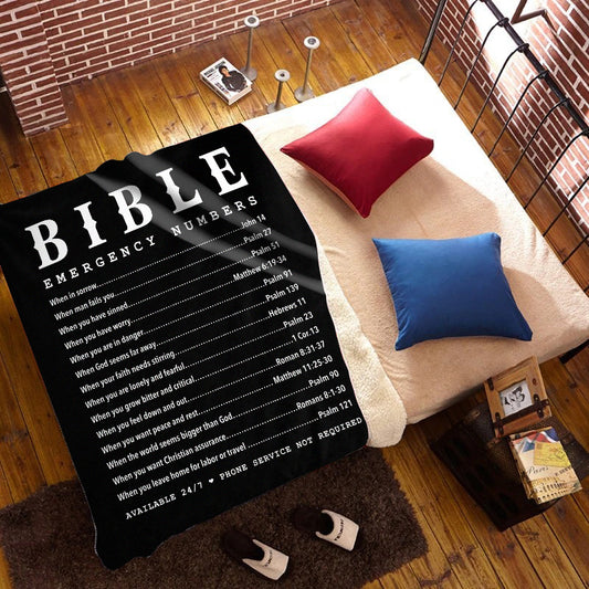 Bible Emergency Numbers Premium Blanket (Black)