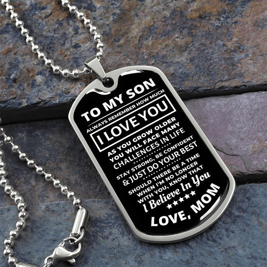 To My Son | I Believe In You Dog Tag Necklace