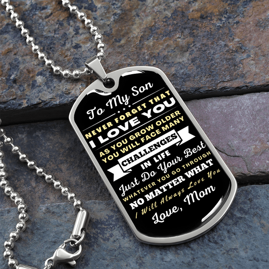 To My Son | No Matter What | Dog Tag Necklace