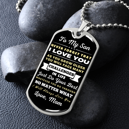 To My Son | No Matter What | Dog Tag Necklace