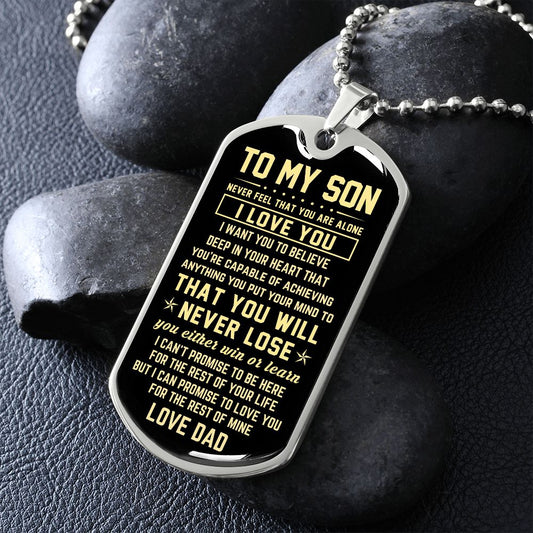 To My Son from Dad | Never Lose | Dog Tag Necklace
