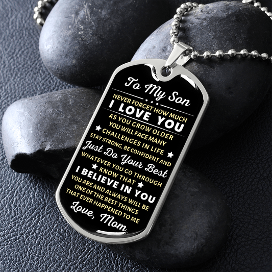 To My Son | Just Do Your Best | Dog Tag Necklace