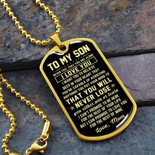 To My Son | Never Lose | Dog Tag Necklace