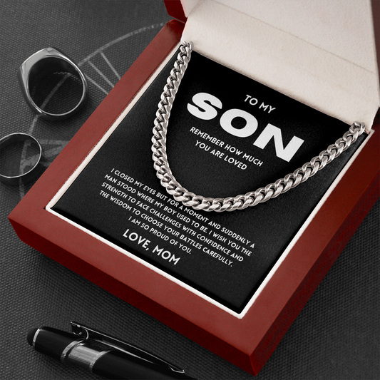 To Son | Suddenly A Man - from Mom | Cuban Link Necklace