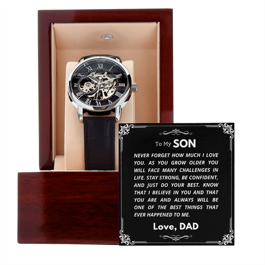To My Son - from Dad | Never Forget | Openwork Watch