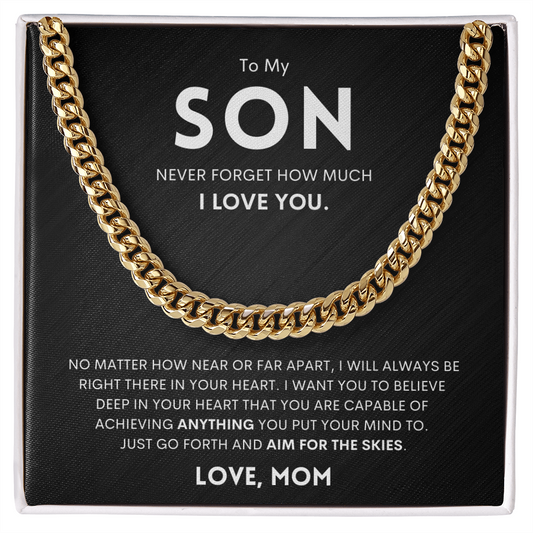 To Son - From Mom | Aim For The Skies | Cuban Link Necklace
