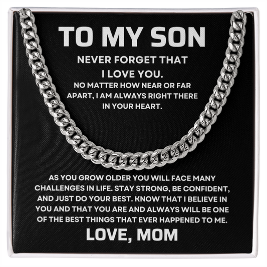 To My Son | Never Forget | Cuban Link Necklace