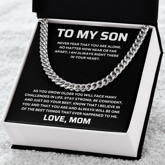 To My Son | Never Fear | Cuban Link Necklace