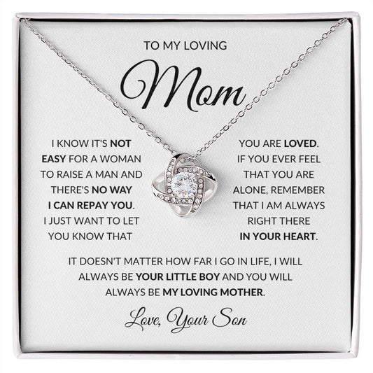To My Loving Mom | Your Little Boy | Love Knot Necklace