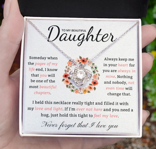 To My Beautiful Daughter | Always In My Heart | Love Knot Necklace
