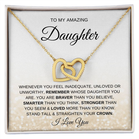 To My Daughter | Stand Tall | Interlocking Hearts Necklace