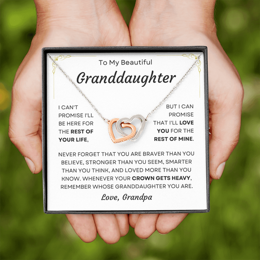 To My Beautiful Granddaughter from Grandpa | Interlocking Hearts Necklace