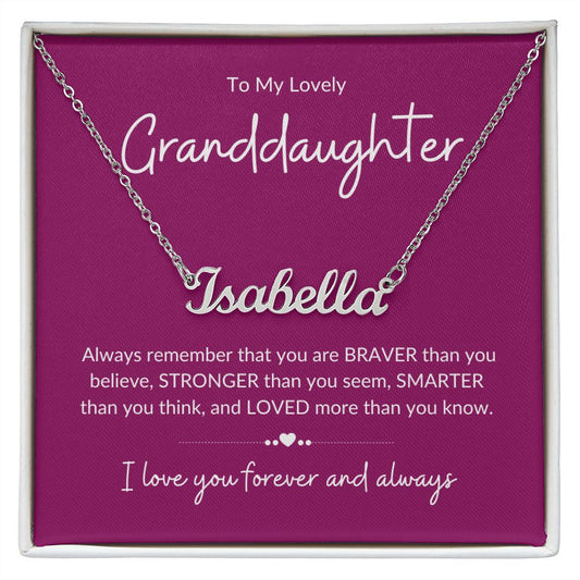 To My Lovely Granddaughter | Loved | Personalized Custom Name Necklace