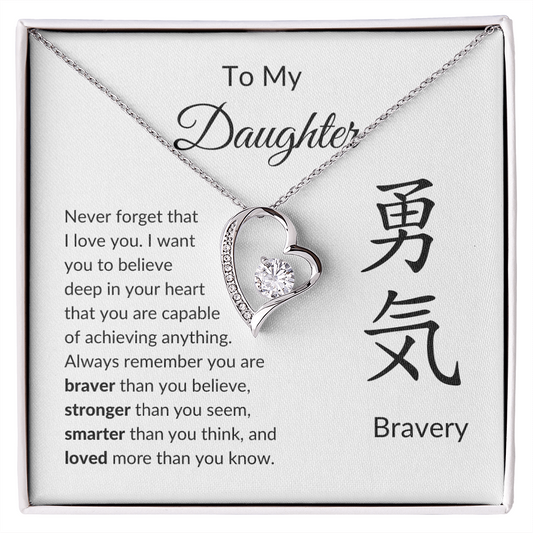 To Daughter | Bravery - Achieve Anything | Forever Love Necklace