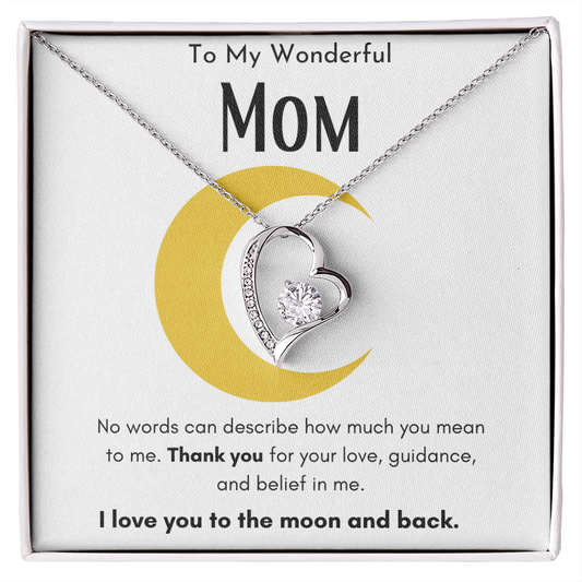 To Mom | Love You To The Moon And Back - White | Forever Love Necklace