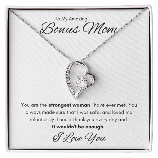 To Bonus Mom | Strongest Woman | Forever Love Necklace