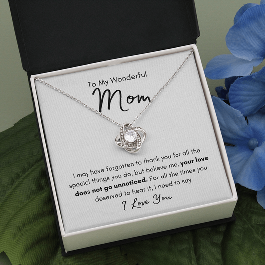 To Mom | For All The Special Things You Do | Love Knot Necklace