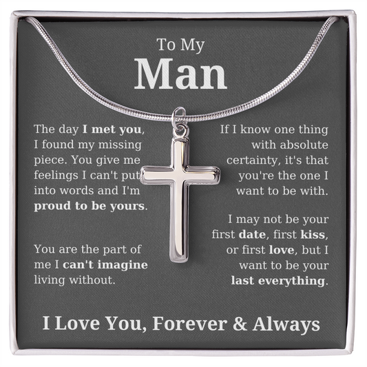 To My Man | Can't Live Without You | Cross Necklace
