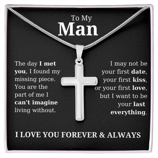 To My Man | Can't Live Without You (b) | Cross Necklace