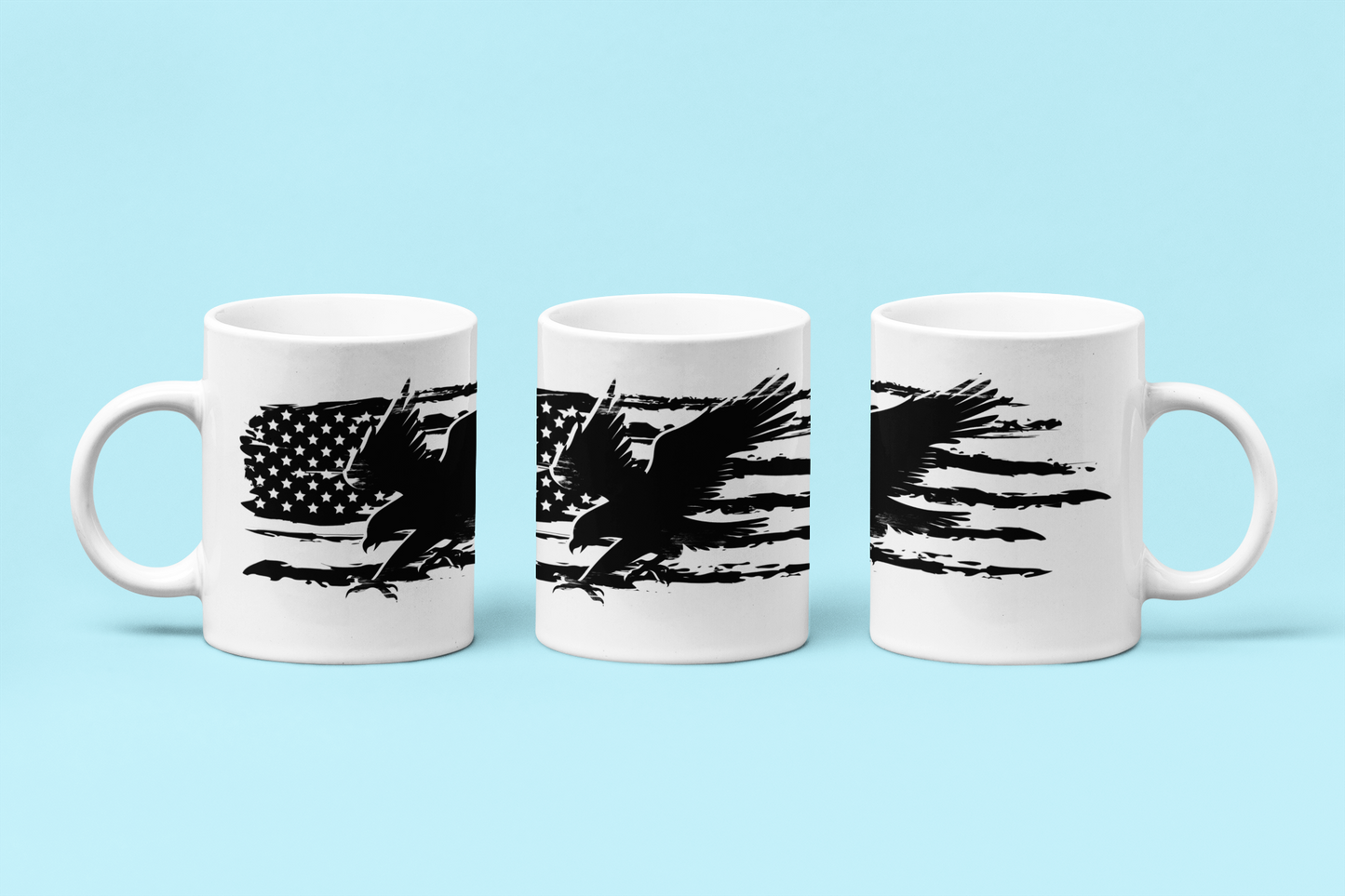 Patriotic Distressed American Flag Eagle White 11oz Mug