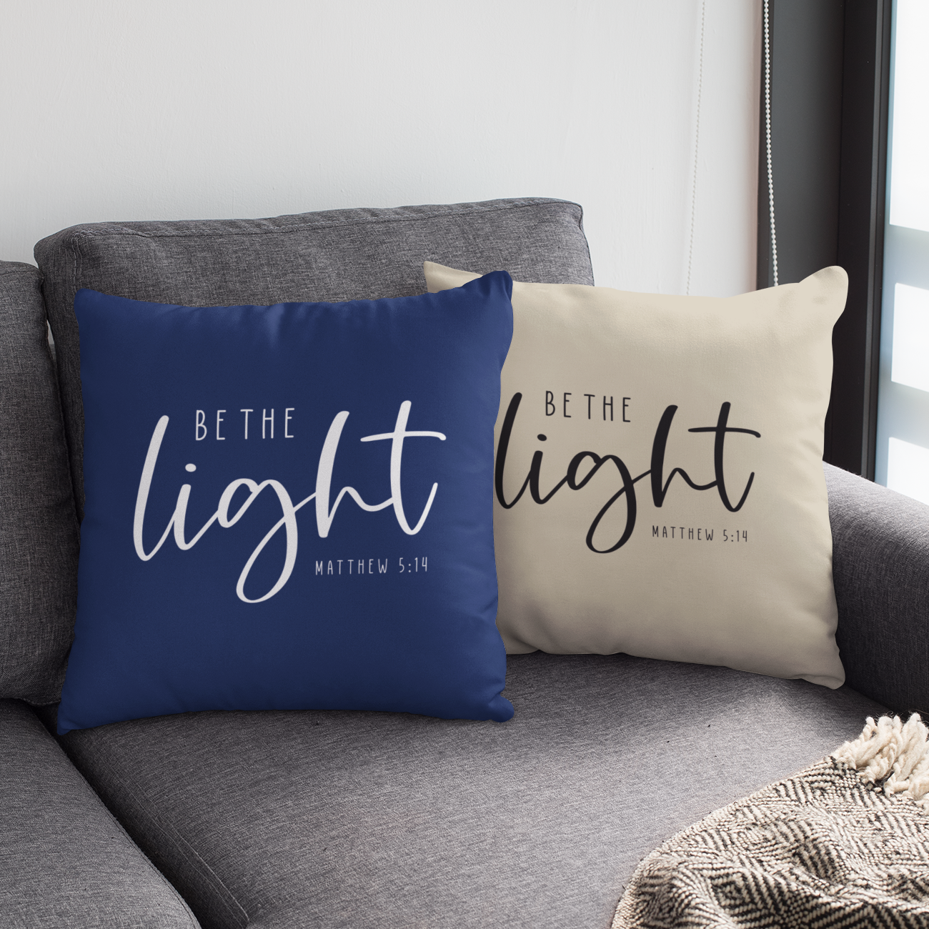 Be The Light Square Throw Pillow