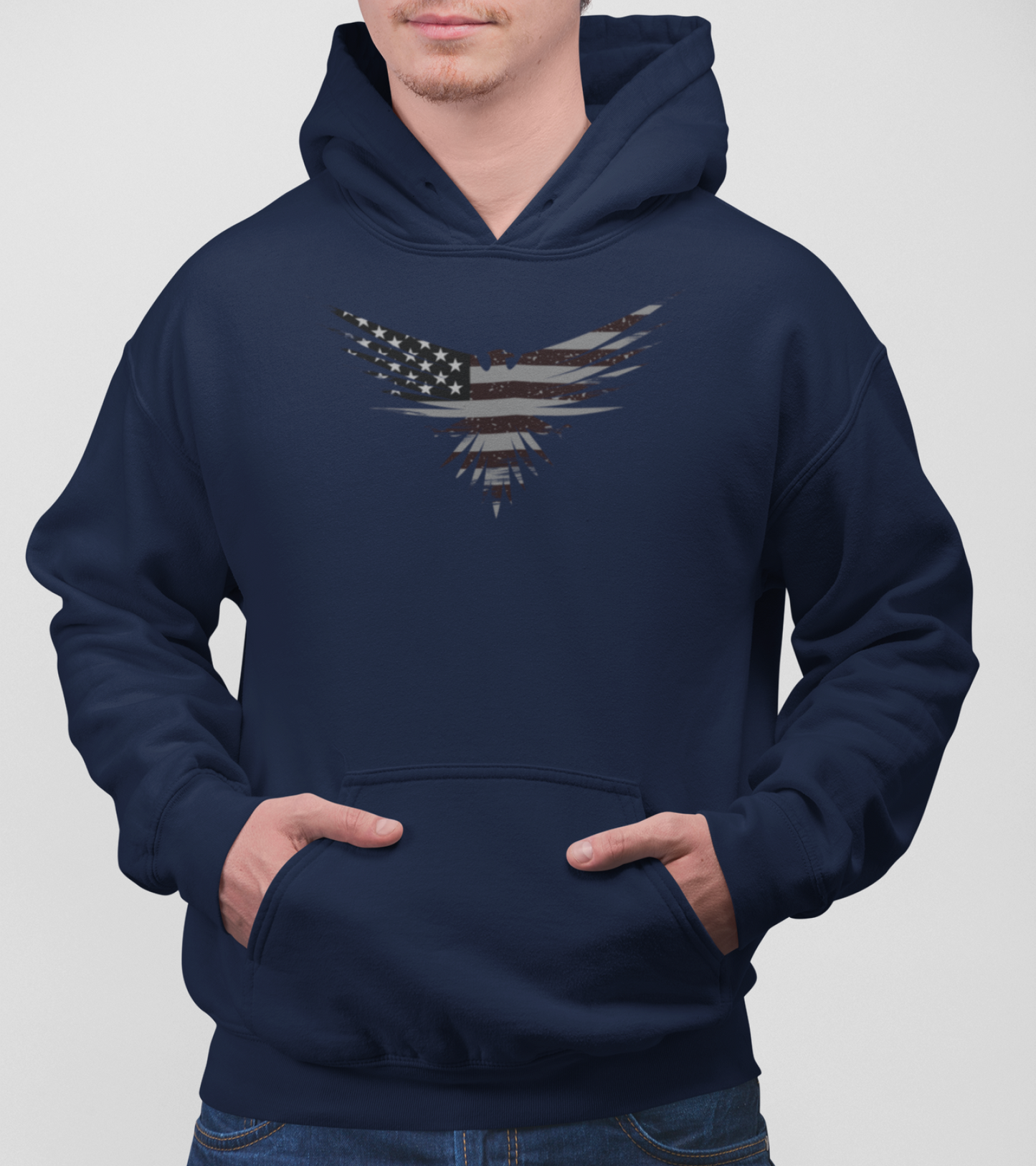 Patriotic USA Flag Eagle Pullover Hoodie - Unisex
