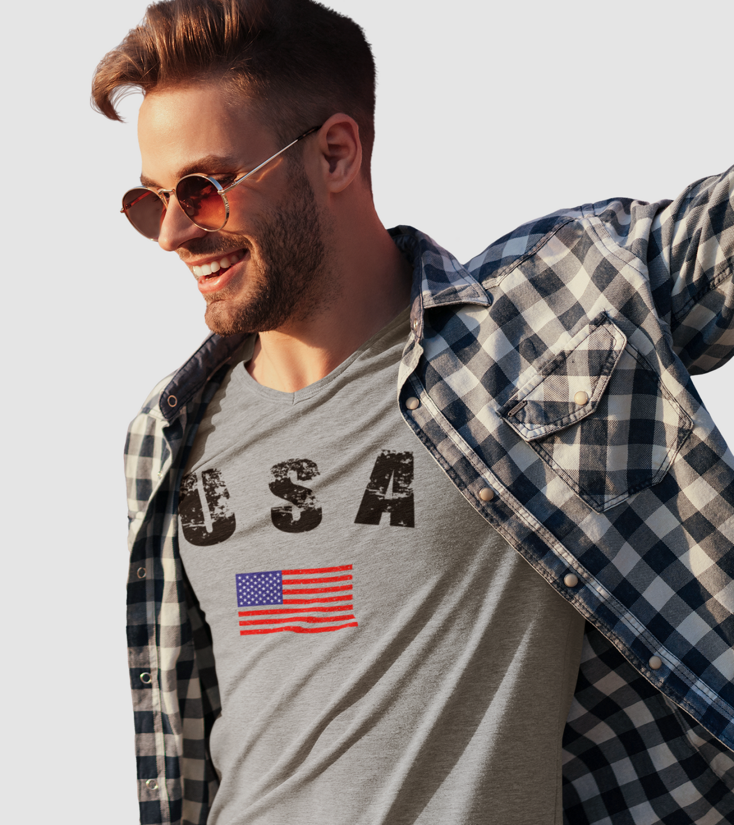 USA Flag Logo (Black) T Shirt - Unisex